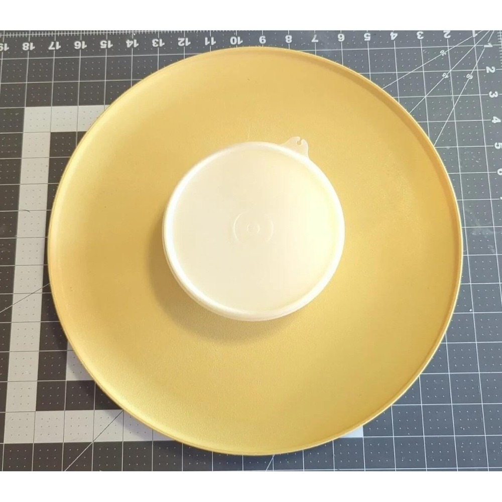 VTG TUPPERWARE DIP 'N SERVE MADE IN USA SERVER SET #492 #491 #238 MUSTARD COLOR
